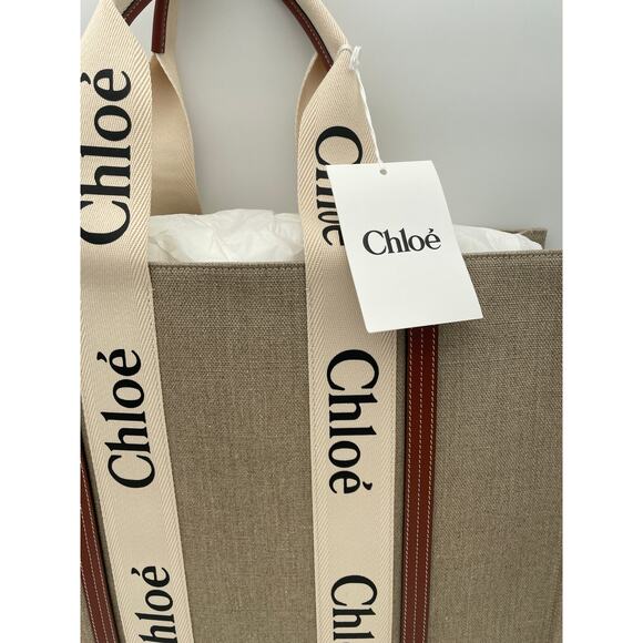 $1650 NEW CHLOE LARGE WOODY CANVAS TOTE SHOULDER BAG NWT AUTHENTIC - Picture 6 of 14